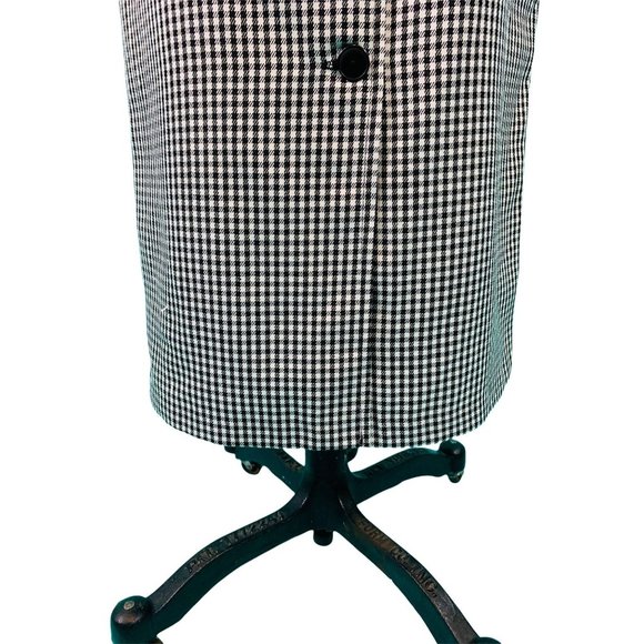 Vintage 1960s Long Mod Skirt Checkered Black White Button Down | W 25" - Picture 5 of 9